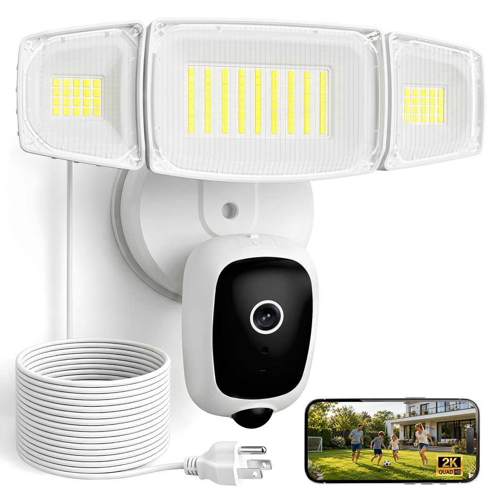 Olafus 2K HD Floodlight Camera with 20FT Plug