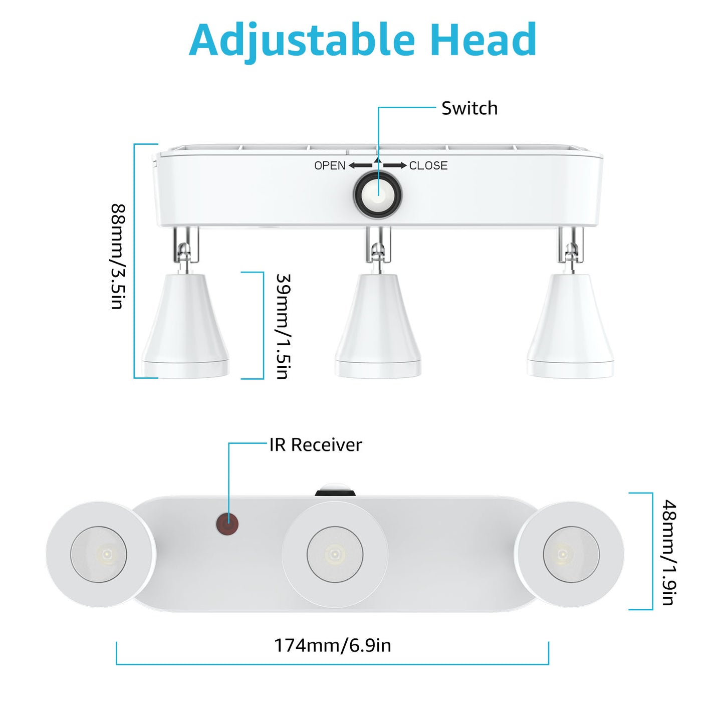 Olafus 3 Heads Wireless 6500K LED Accent Lights