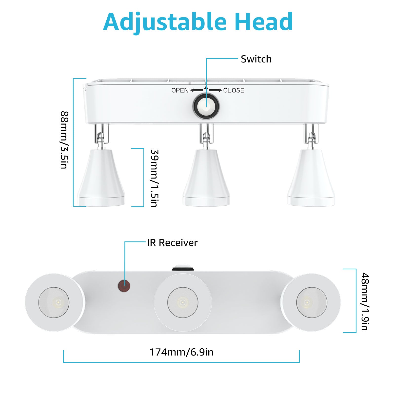 Olafus 3 Heads 6500K LED Accent Lights