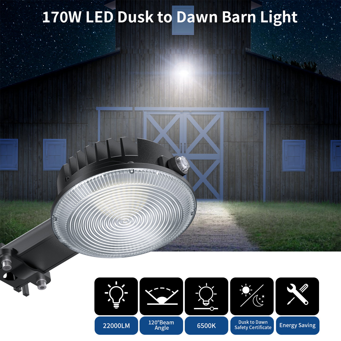 Olafus 170W Dusk to Dawn LED Barn Light
