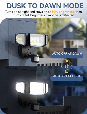 Olafus 42W Motion Sensor and Dusk to Dawn LED Security Light with Plug