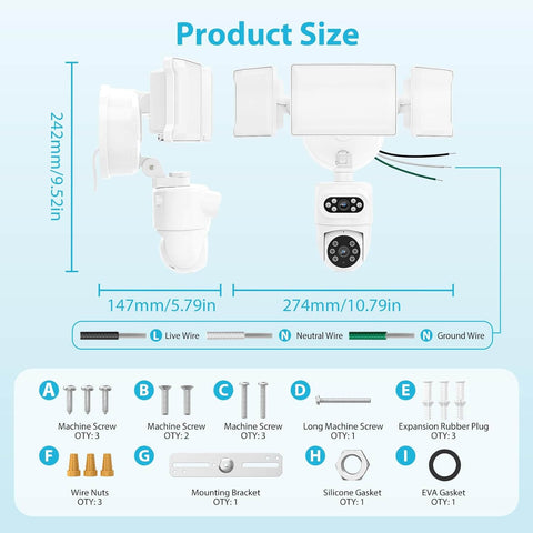 Olafus 55W 2 Lens Outdoor Floodlight Camera