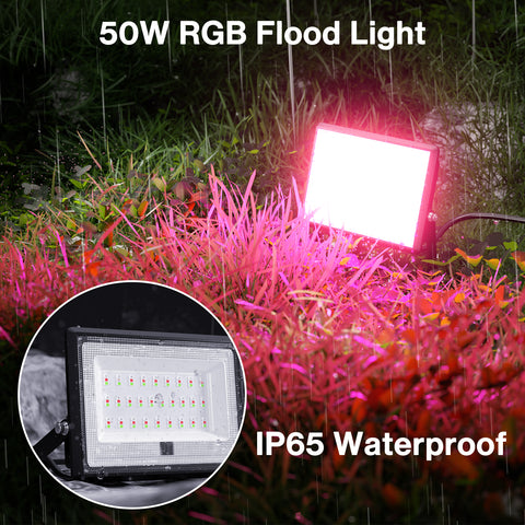 Olafus 50W RGB Colorful LED Flood Light IP65 Waterproof