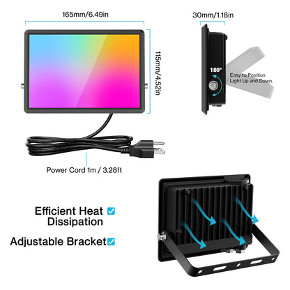 Olafus 40W RGB Flood Lights with Remote