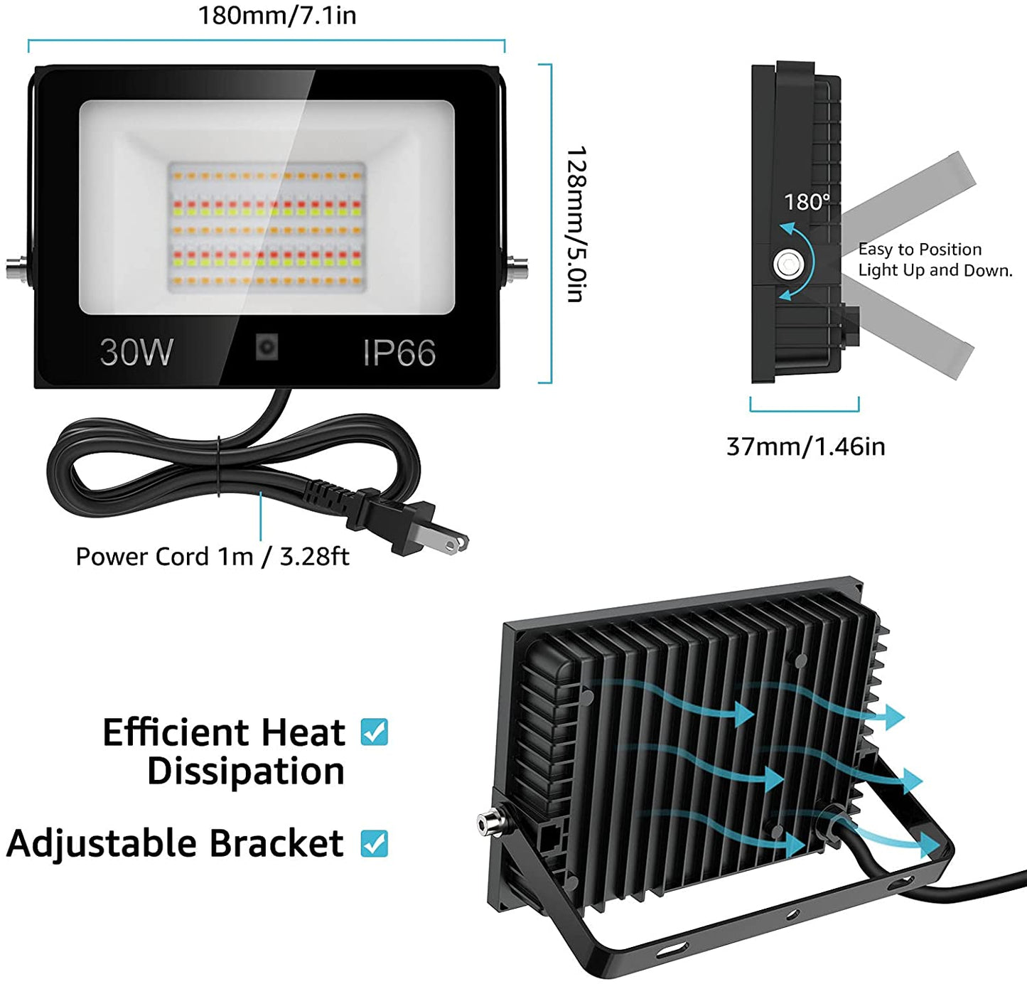 OLAFUS 12W Bluetooth RGBW Flood Lights 2 Pack