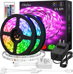 Olafus 65.6ft RGB Strip Lights with Remote