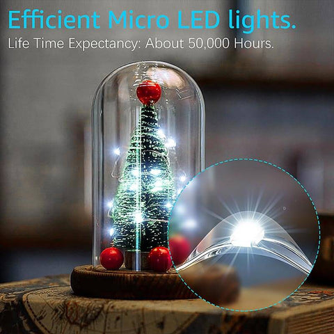 2m LED Copper Wire String Lights 16 Pack Cool White 20 LEDs – Decorative LED Party Lights Battery Operated for DIY, Bedroom, Garden, Front Porch, Backyard