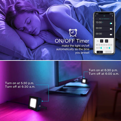 OLAFUS 10W Bluetooth RGBCW Flood Lights 2 Pack
