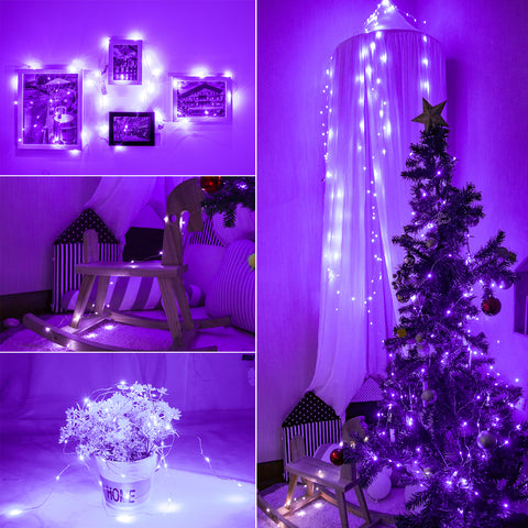 Olafus 7ft Purple Mini LED Fairy Lights 16 Pack