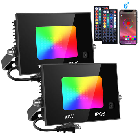 Olafus 10W Bluetooth RGB LED Flood Light Pack